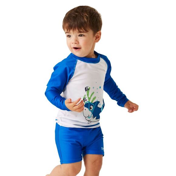 Regatta Childrens/Kids Bubbles The Shark Rash Suit / Hawaiian Blue - Picture 1 of 8